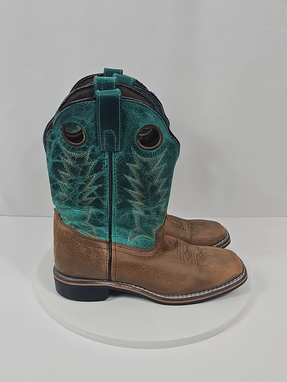 Smoky Mountain Jesse 3851C Kids 3R Brown Turquoise Leather Cowboy Boots Cowgirl